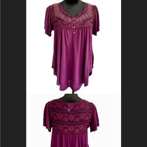 Free people blouse size xs grape purple flutter hem and sleeves
